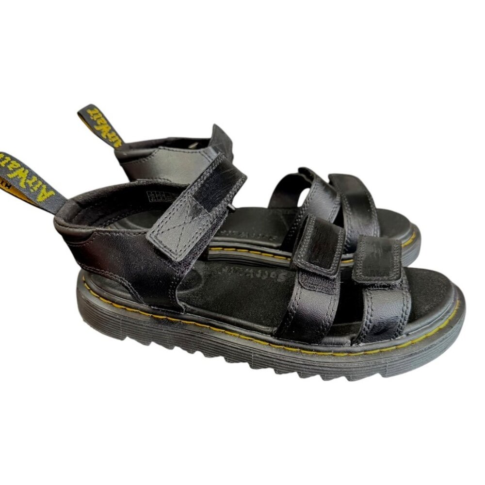 Dr Martens Junior Klaire Leather Strap Sandal Women 6‎ Black Lightweight Straps